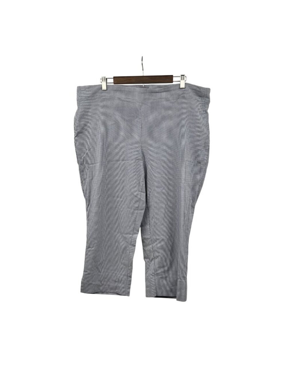 Jones New York Women's Striped Cropped Pants Pull On Blue/White Size 22W